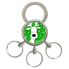 Christmas Reindeer - Green 3-ring Key Chains by Valentinaart