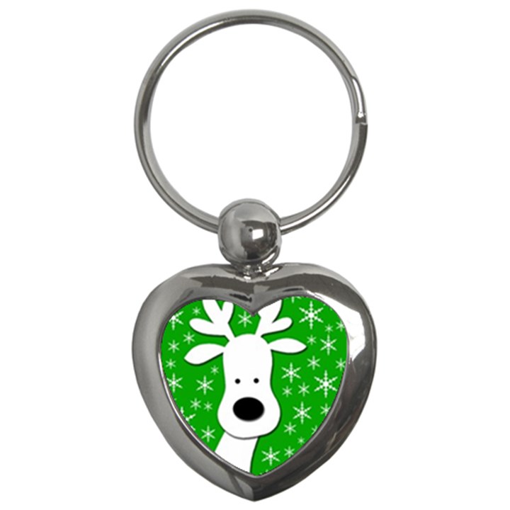 Christmas reindeer - green Key Chains (Heart) 