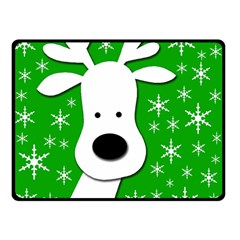 Christmas Reindeer - Green Double Sided Fleece Blanket (small)  by Valentinaart