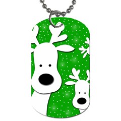 Christmas Reindeer - Green 2 Dog Tag (one Side)