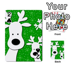 Christmas Reindeer - Green 2 Playing Cards 54 Designs  by Valentinaart