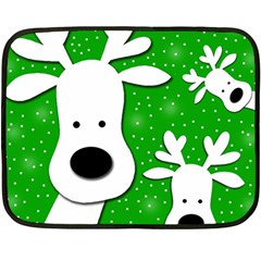 Christmas Reindeer - Green 2 Double Sided Fleece Blanket (mini)  by Valentinaart