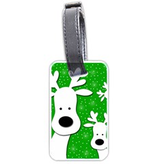 Christmas Reindeer - Green 2 Luggage Tags (one Side)  by Valentinaart
