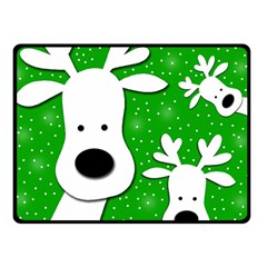 Christmas Reindeer - Green 2 Double Sided Fleece Blanket (small)  by Valentinaart