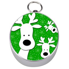 Christmas Reindeer - Green 2 Silver Compasses by Valentinaart