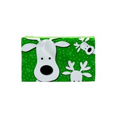 Christmas Reindeer - Green 2 Cosmetic Bag (xs) by Valentinaart