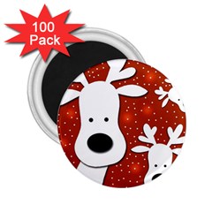 Christmas Reindeer - Red 2 2 25  Magnets (100 Pack)  by Valentinaart