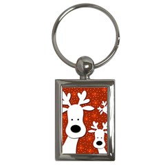 Christmas Reindeer - Red 2 Key Chains (rectangle)  by Valentinaart