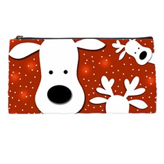 Christmas Reindeer - Red 2 Pencil Cases by Valentinaart