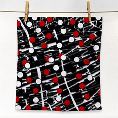 Red And White Dots Face Towel by Valentinaart