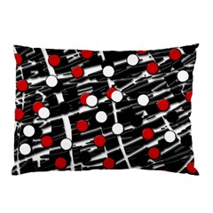 Red And White Dots Pillow Case by Valentinaart