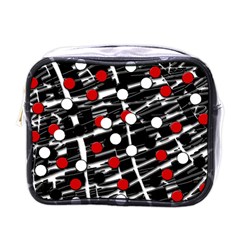 Red And White Dots Mini Toiletries Bags by Valentinaart