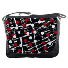 Red And White Dots Messenger Bags by Valentinaart