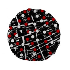 Red And White Dots Standard 15  Premium Flano Round Cushions by Valentinaart