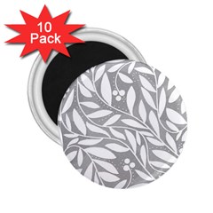 Gray And White Floral Pattern 2 25  Magnets (10 Pack)  by Valentinaart