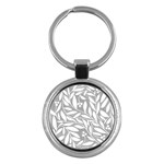 Gray and white floral pattern Key Chains (Round)  Front