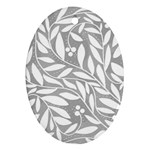 Gray and white floral pattern Oval Ornament (Two Sides) Back