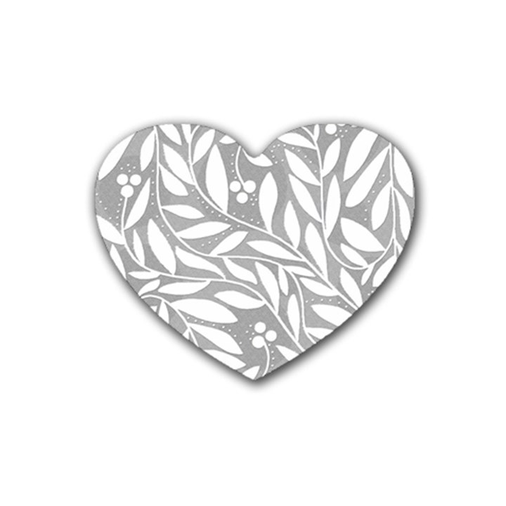 Gray and white floral pattern Heart Coaster (4 pack) 
