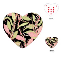 Pink And Ocher Ivy Playing Cards (heart)  by Valentinaart