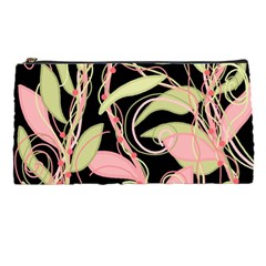 Pink And Ocher Ivy Pencil Cases by Valentinaart