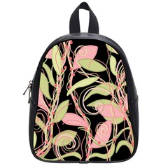 Pink And Ocher Ivy School Bags (small)  by Valentinaart