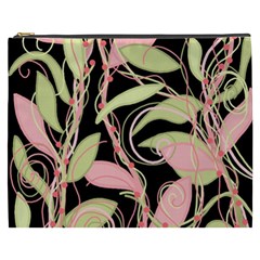 Pink And Ocher Ivy Cosmetic Bag (xxxl)  by Valentinaart