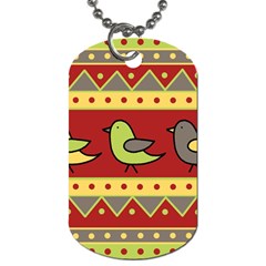 Brown Bird Pattern Dog Tag (one Side) by Valentinaart