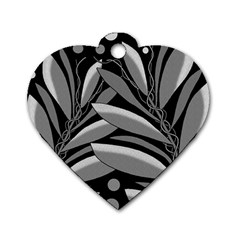 Gray Plant Design Dog Tag Heart (one Side) by Valentinaart