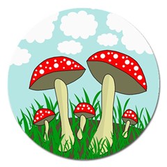 Mushrooms  Magnet 5  (round)