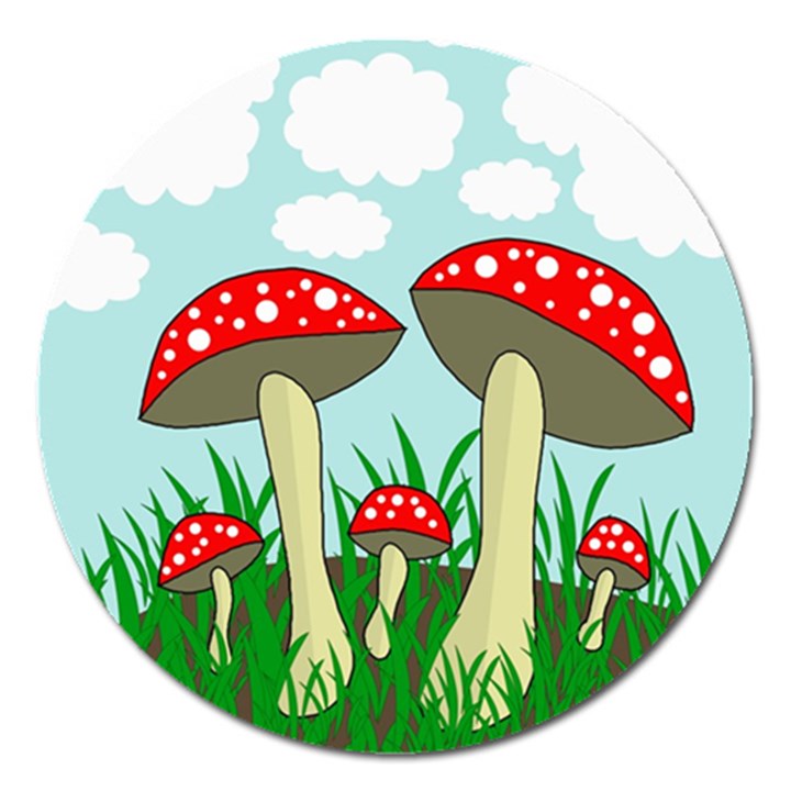 Mushrooms  Magnet 5  (Round)