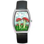 Mushrooms  Barrel Style Metal Watch Front