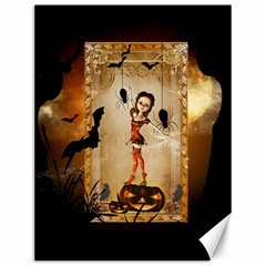 Halloween, Cute Girl With Pumpkin And Spiders Canvas 12  X 16   by FantasyWorld7