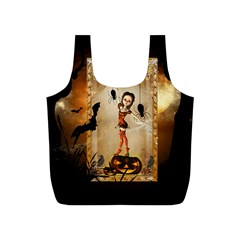 Halloween, Cute Girl With Pumpkin And Spiders Full Print Recycle Bags (s)  by FantasyWorld7