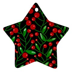 Red Christmas Berries Star Ornament (two Sides)  by Valentinaart