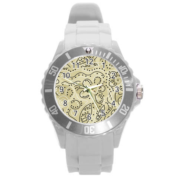 Floral decor  Round Plastic Sport Watch (L)