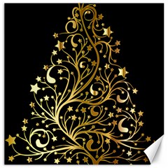 Decorative Starry Christmas Tree Black Gold Elegant Stylish Chic Golden Stars Canvas 16  X 16  