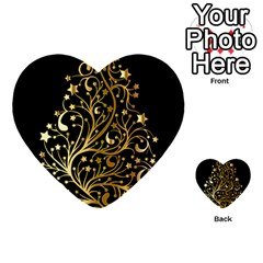 Decorative Starry Christmas Tree Black Gold Elegant Stylish Chic Golden Stars Multi-purpose Cards (heart)  by yoursparklingshop