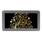 Decorative Starry Christmas Tree Black Gold Elegant Stylish Chic Golden Stars Memory Card Reader (Mini) Front