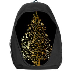 Decorative Starry Christmas Tree Black Gold Elegant Stylish Chic Golden Stars Backpack Bag by yoursparklingshop