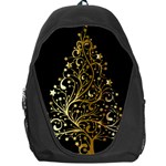 Decorative Starry Christmas Tree Black Gold Elegant Stylish Chic Golden Stars Backpack Bag Front