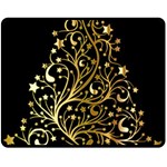 Decorative Starry Christmas Tree Black Gold Elegant Stylish Chic Golden Stars Double Sided Fleece Blanket (Medium)  58.8 x47.4  Blanket Back