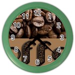 Funny Coffee Beans Brown Typography Color Wall Clocks Front