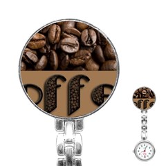 Funny Coffee Beans Brown Typography Stainless Steel Nurses Watch