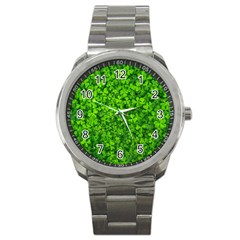 Shamrock Clovers Green Irish St  Patrick Ireland Good Luck Symbol 8000 Sv Sport Metal Watch by yoursparklingshop