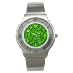 Shamrock Clovers Green Irish St  Patrick Ireland Good Luck Symbol 8000 Sv Stainless Steel Watch