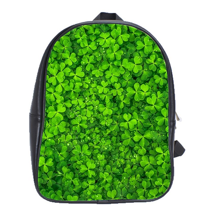 Shamrock Clovers Green Irish St  Patrick Ireland Good Luck Symbol 8000 Sv School Bags(Large) 