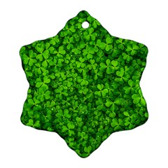 Shamrock Clovers Green Irish St  Patrick Ireland Good Luck Symbol 8000 Sv Ornament (snowflake)  by yoursparklingshop