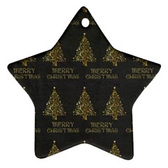 Merry Christmas Tree Typography Black And Gold Festive Ornament (star)  by yoursparklingshop