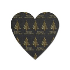 Merry Christmas Tree Typography Black And Gold Festive Heart Magnet by yoursparklingshop