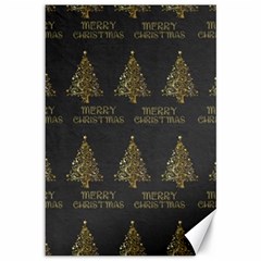 Merry Christmas Tree Typography Black And Gold Festive Canvas 12  X 18   by yoursparklingshop